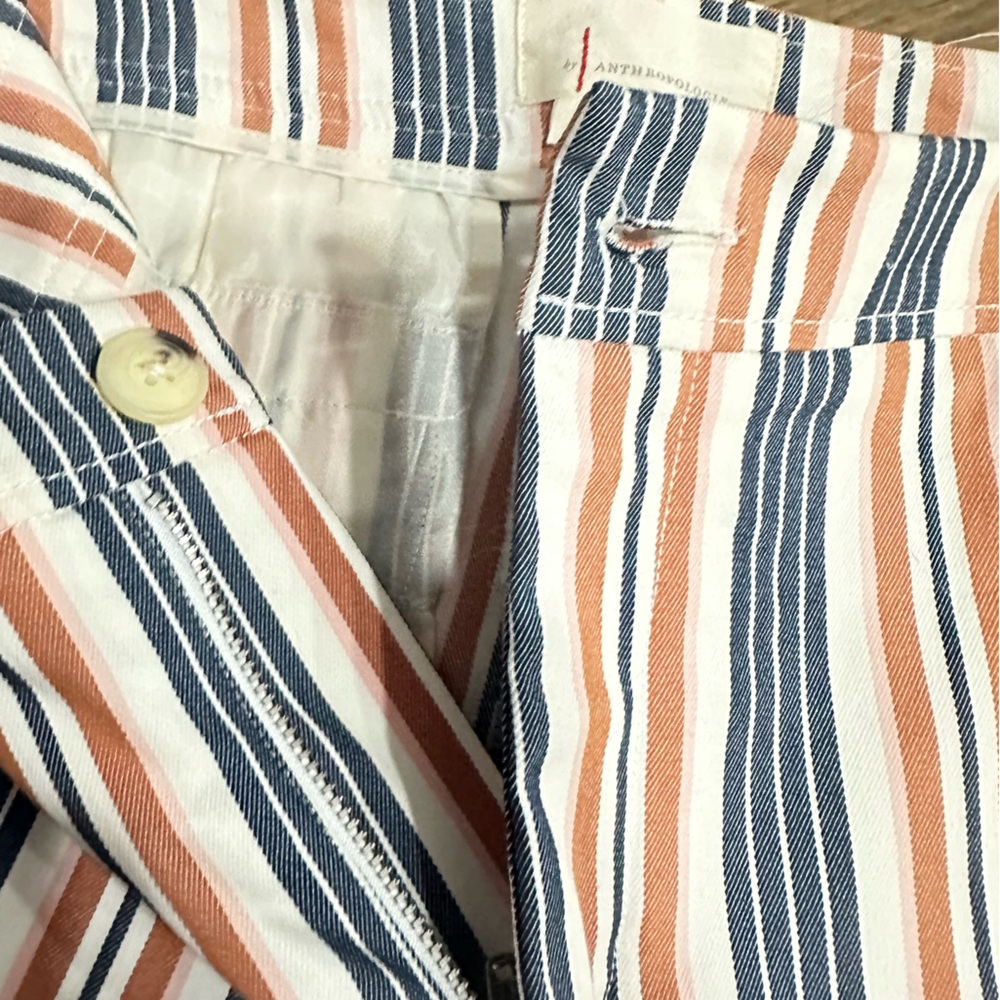 Anthropologie Women’s Mid Rise Trousers Flare white, orange and blue - Picture 7 of 7